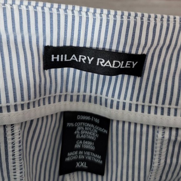 Hilary Radley Seersucker Pants Blue Off White Stripe Size XXL Pull On Ankle NWT - Picture 6 of 7